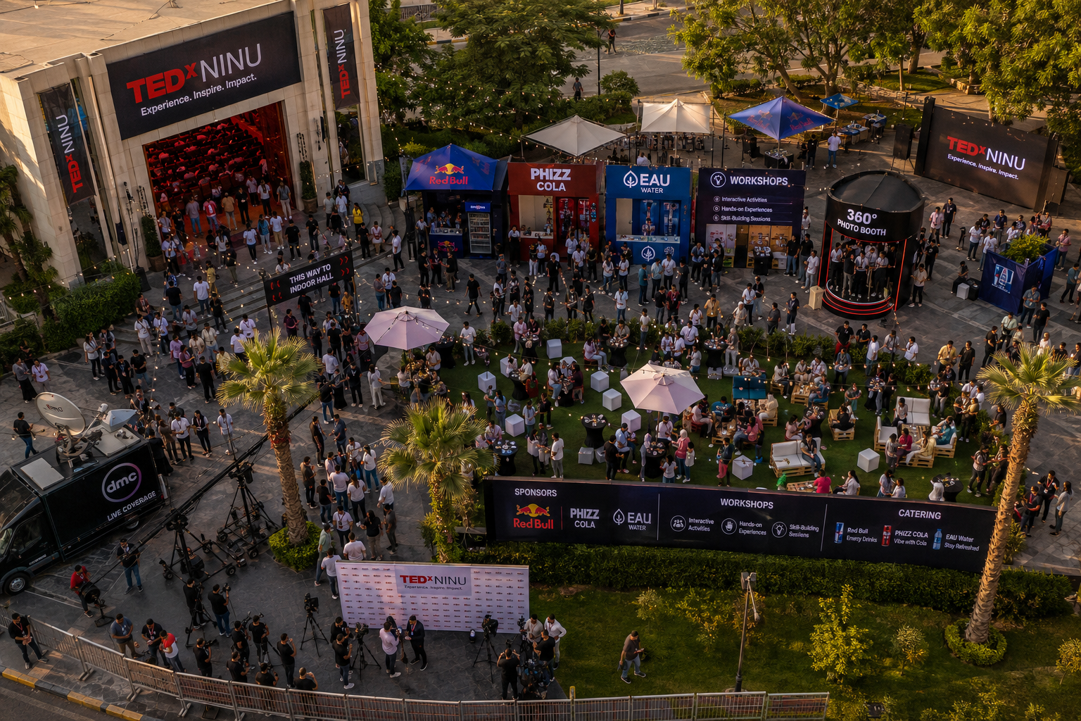 Attendees talking during a break